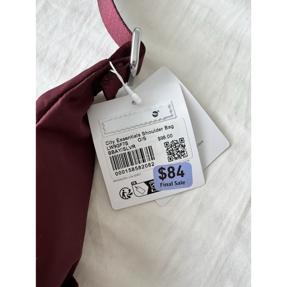 NEW Lululemon City Essential Shoulder Bag 4L Burgundy Bay Adjustable Strap Purse - Picture 2 of 8